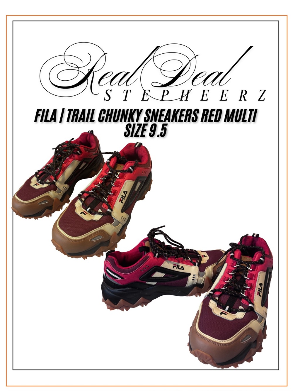 FILA | Trail Chunky Sneakers Red Multi Size 9.5